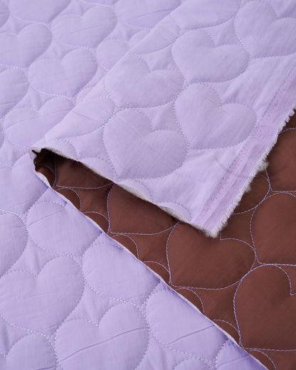 Lavender Brown Heart Quilted Puffy Nylon