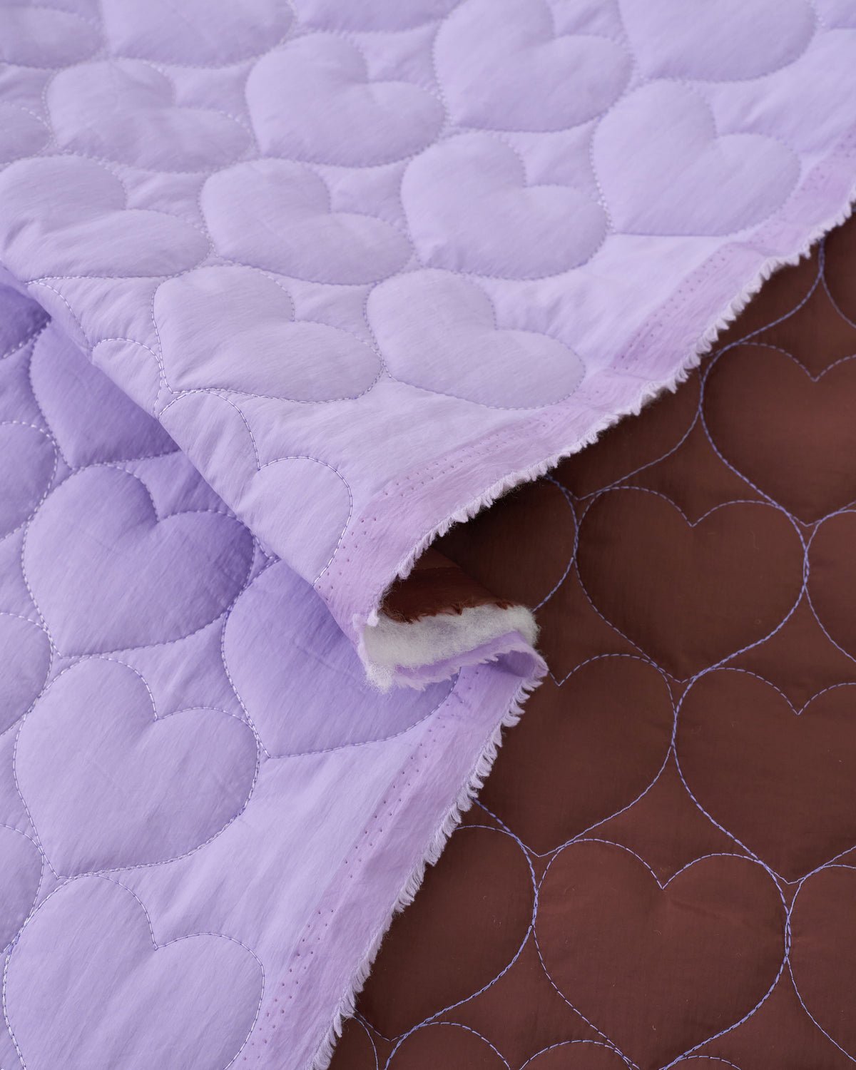 Lavender Brown Heart Quilted Puffy Nylon