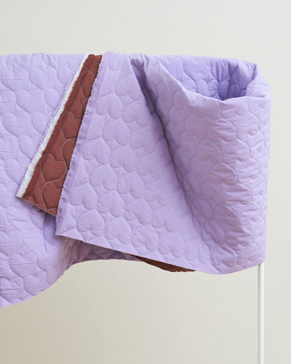 Lavender Brown Heart Quilted Puffy Nylon