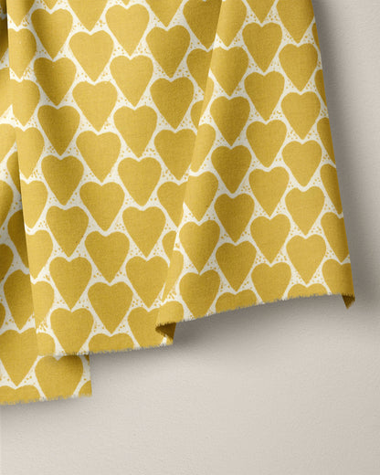 Lemon Drop Heart Block Print Cotton