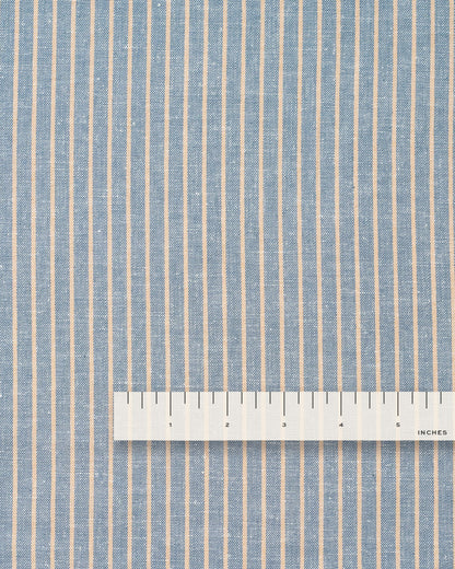Light Blue and Tan Stripe Linen Cotton