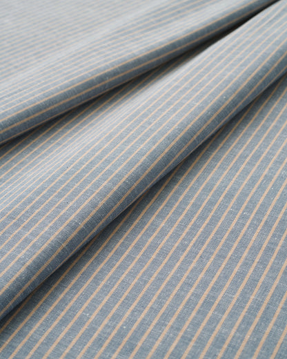 Light Blue and Tan Stripe Linen Cotton