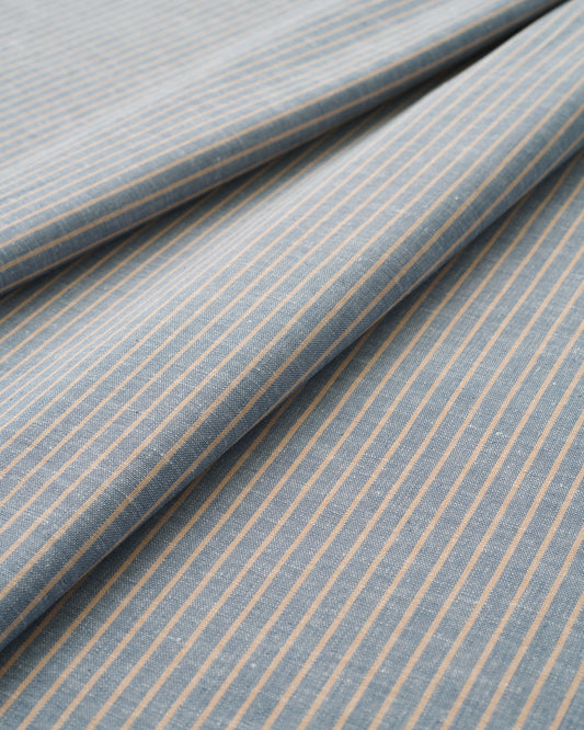Light Blue and Tan Stripe Linen Cotton