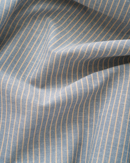 Light Blue and Tan Stripe Linen Cotton