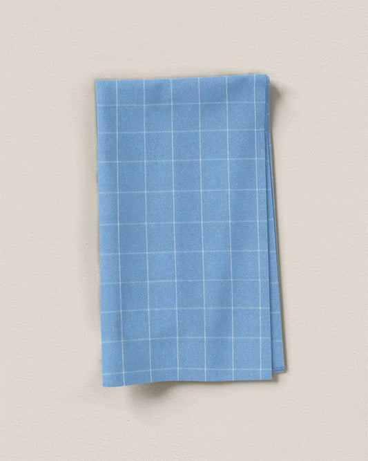 Light Blue Large Grid Cotton Shirting