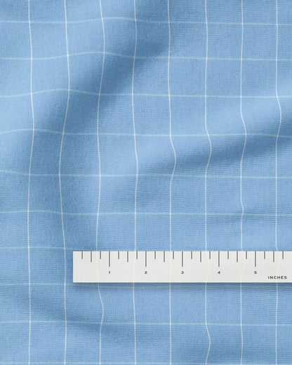 Light Blue Large Grid Cotton Shirting