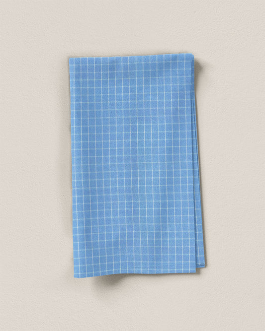 Light Blue Small Grid Cotton Shirting