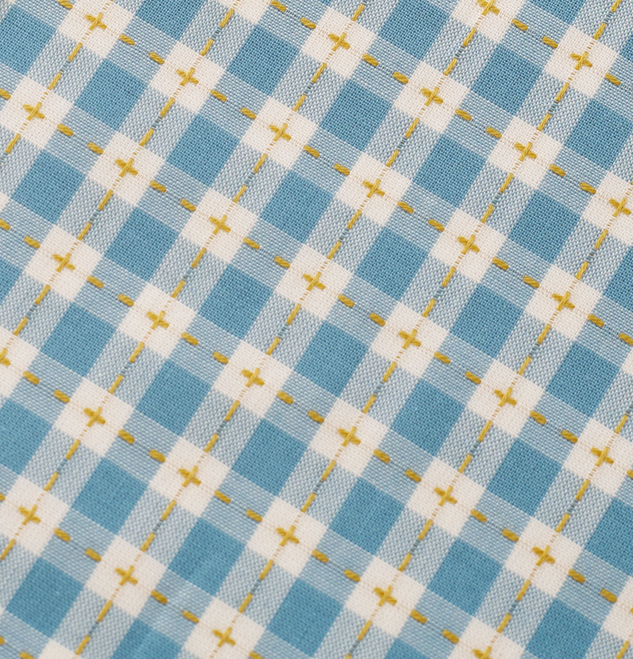 Light Blue Small Stitch Gingham Cotton