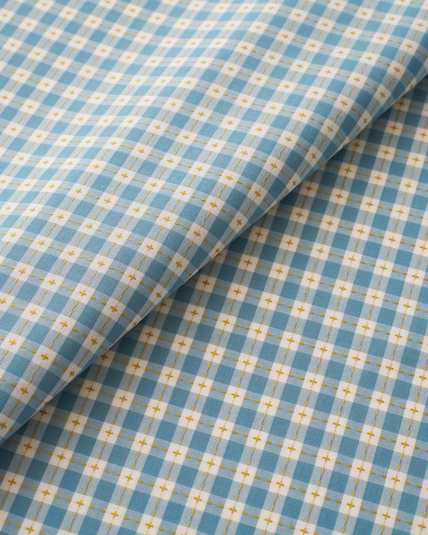 Light Blue Small Stitch Gingham Cotton