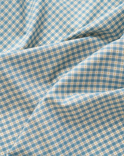 Light Blue Small Stitch Gingham Cotton