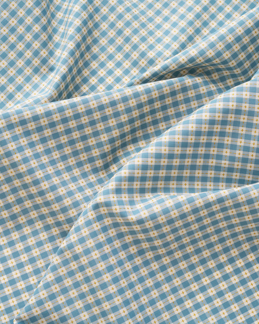Light Blue Small Stitch Gingham Cotton