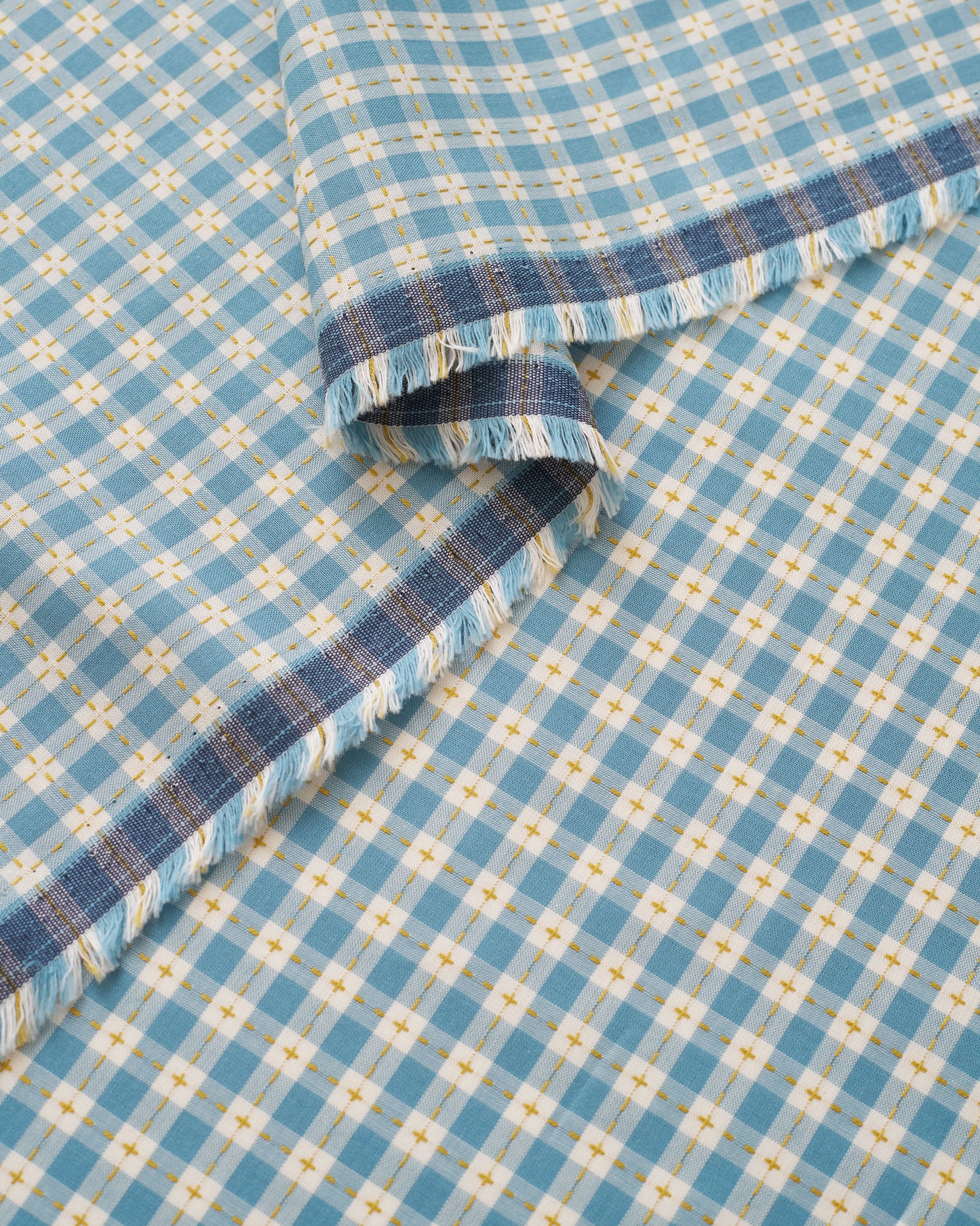 Light Blue Small Stitch Gingham Cotton
