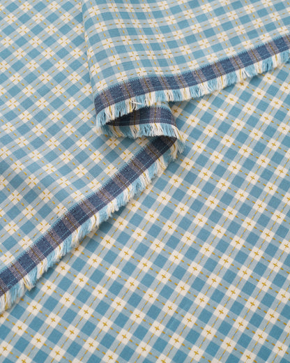 Light Blue Small Stitch Gingham Cotton