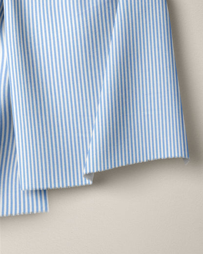 Light Blue Classic Thin Stripe Cotton Shirting