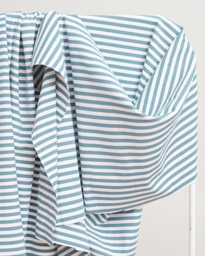 Light Blue Wide Stripe Rib Knit