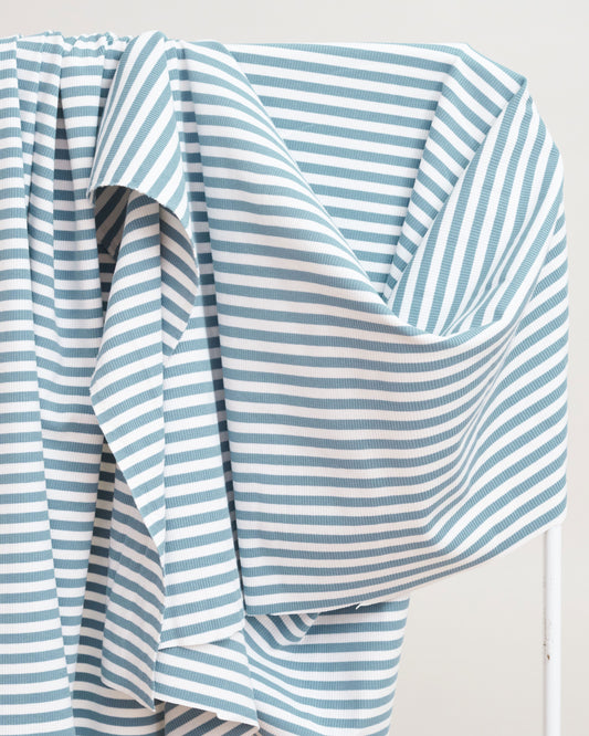 Light Blue Wide Stripe Rib Knit