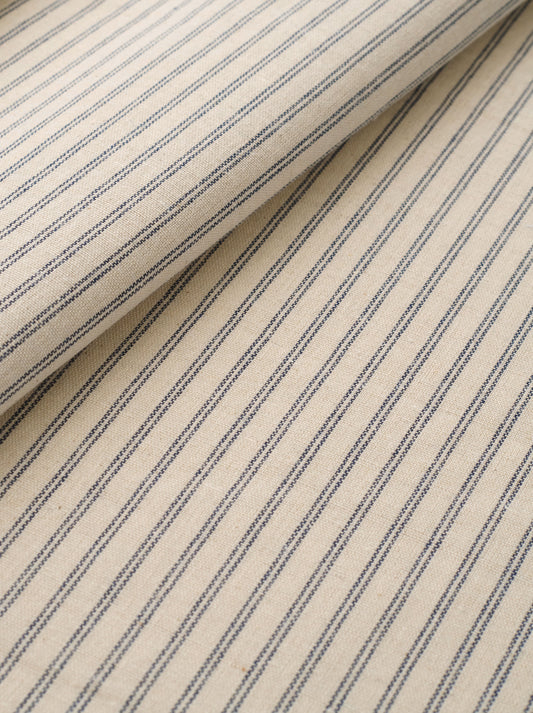 Natural and Blue Double Stripe Linen Cotton