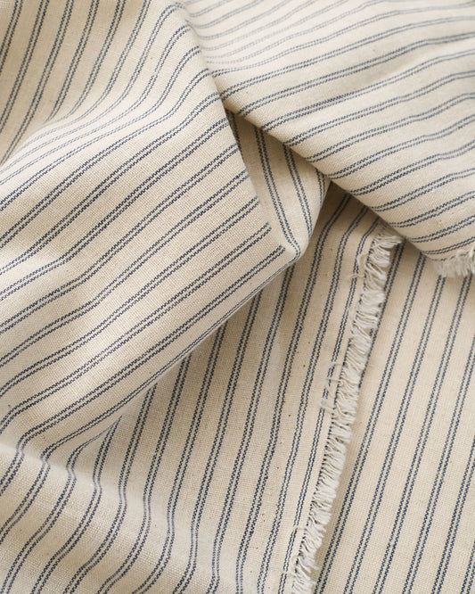 Natural and Blue Double Stripe Linen Cotton