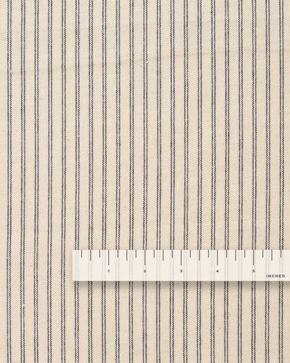 Natural and Blue Double Stripe Linen Cotton