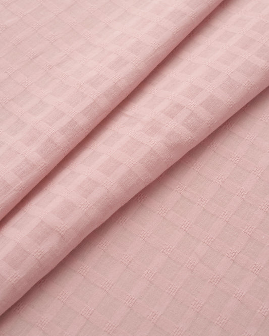 Lovely Pink Grid Check Dobby Cotton