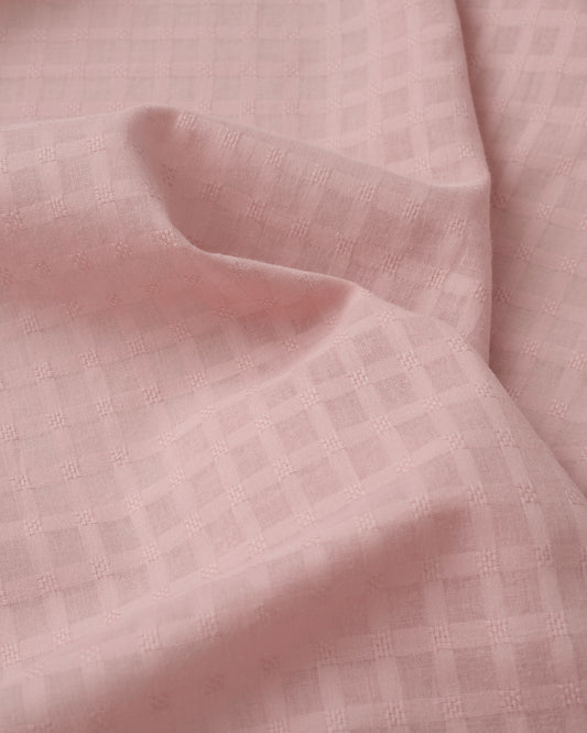 Lovely Pink Grid Check Dobby Cotton