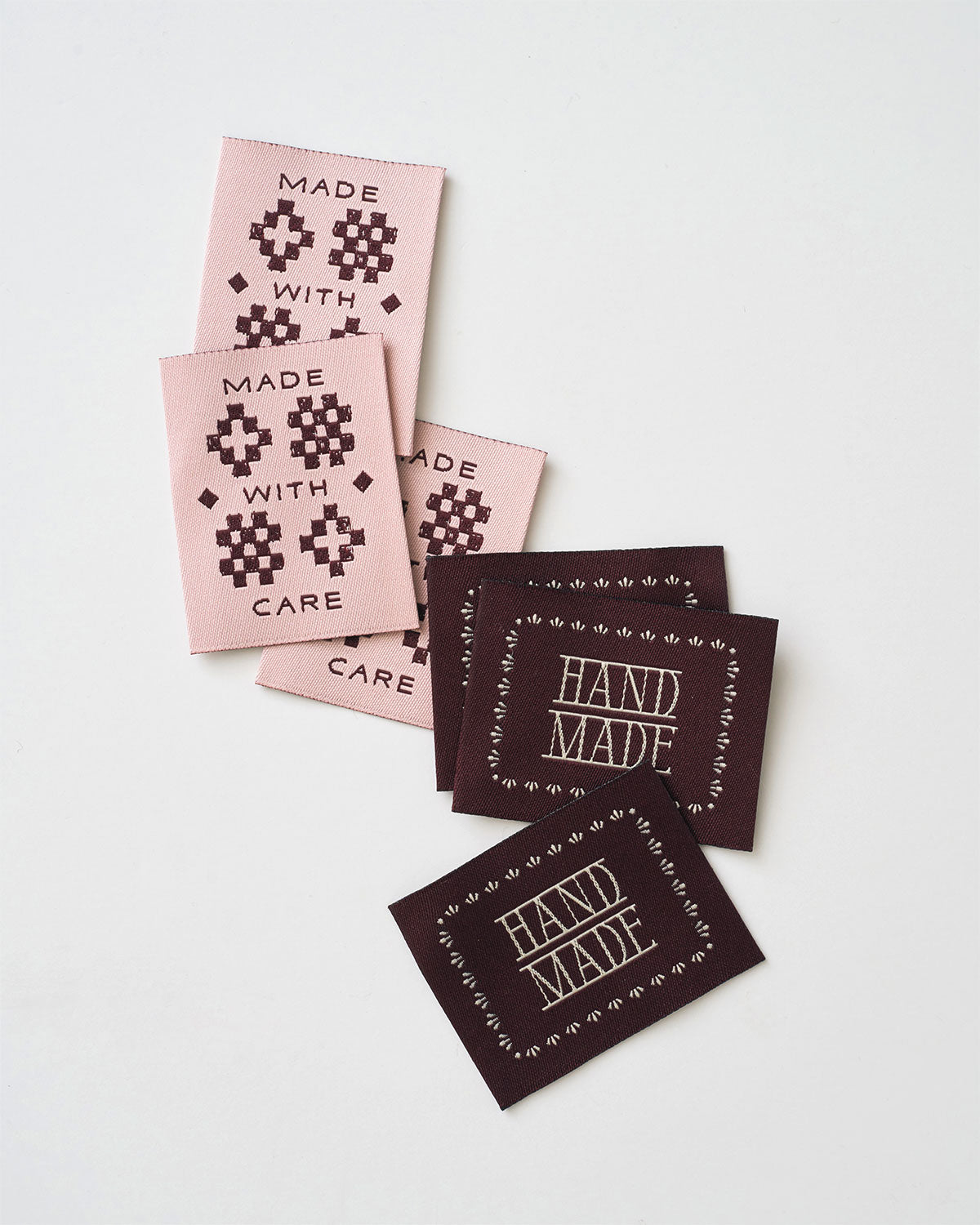Made with Care Sketchy Quilt Pink Woven Garment Labels