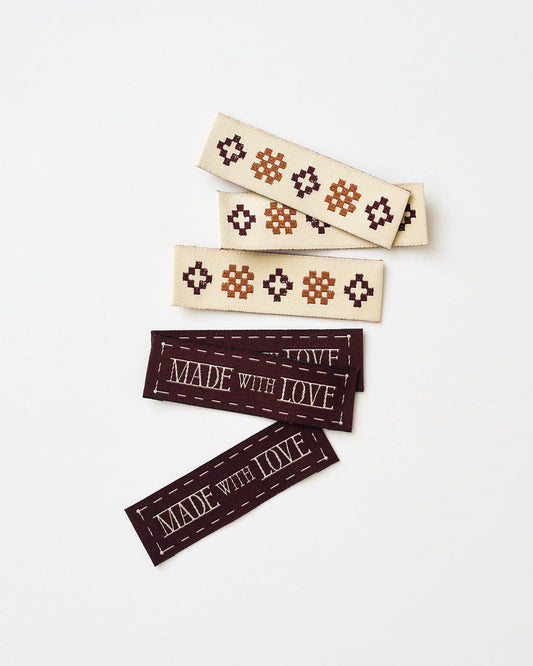 Made with Love Sketchy Quilt Rectangle Currant Woven Garment Labels