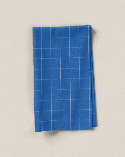 Mid Blue Large Grid Cotton Shirting