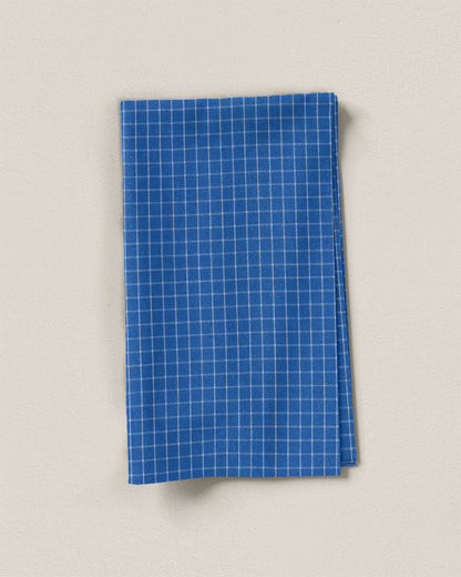 Mid Blue Small Grid Cotton Shirting