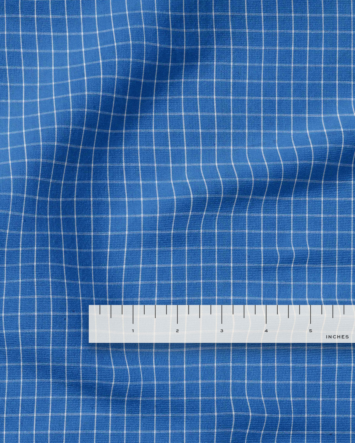 Mid Blue Small Grid Cotton Shirting