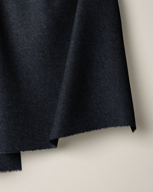 Midnight Stonewashed Wool Denim Twill