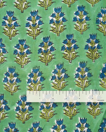 Mint Green and Blue Bloom Block Print