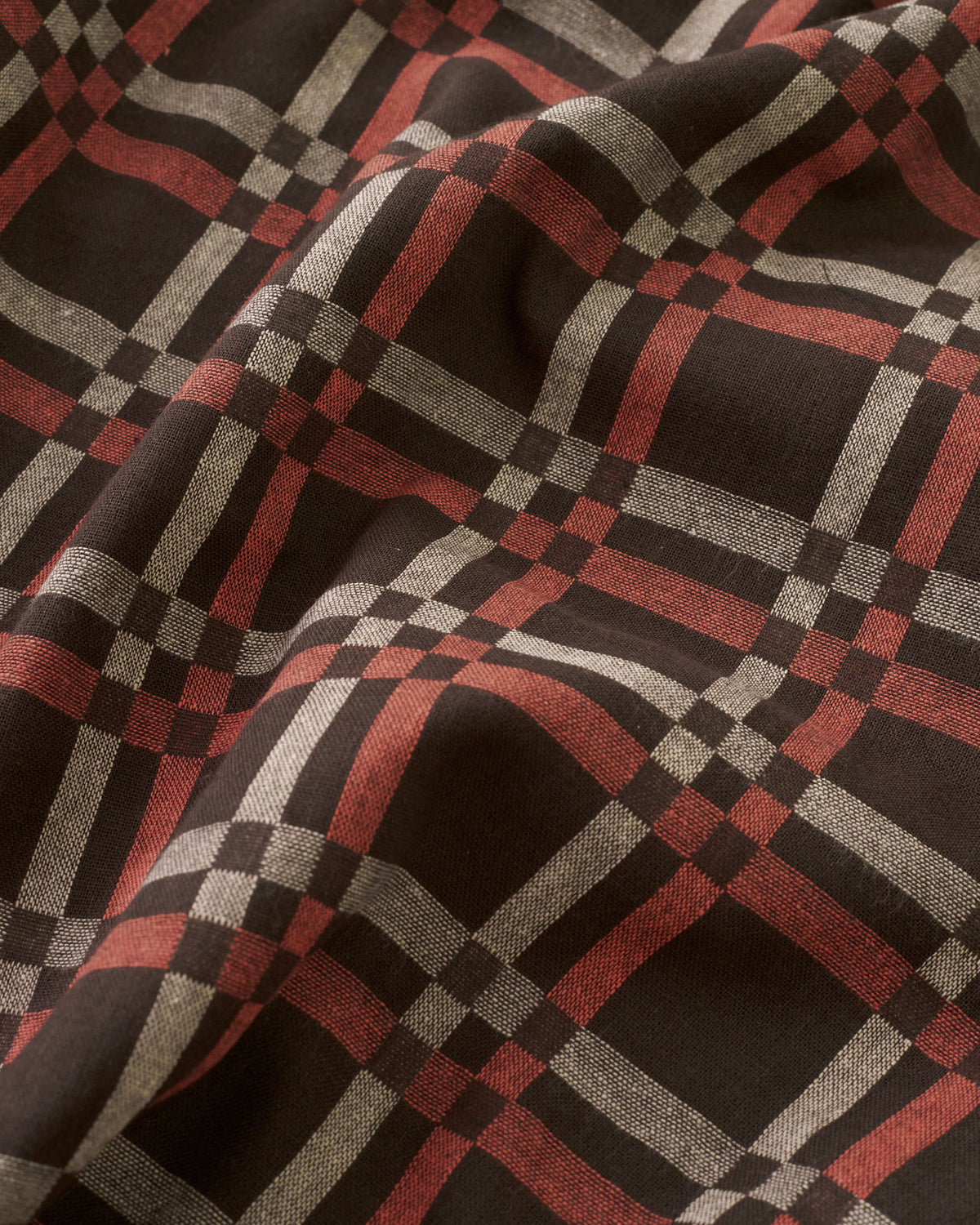 Mocha Rose Railroad Check Woven Linen Cotton