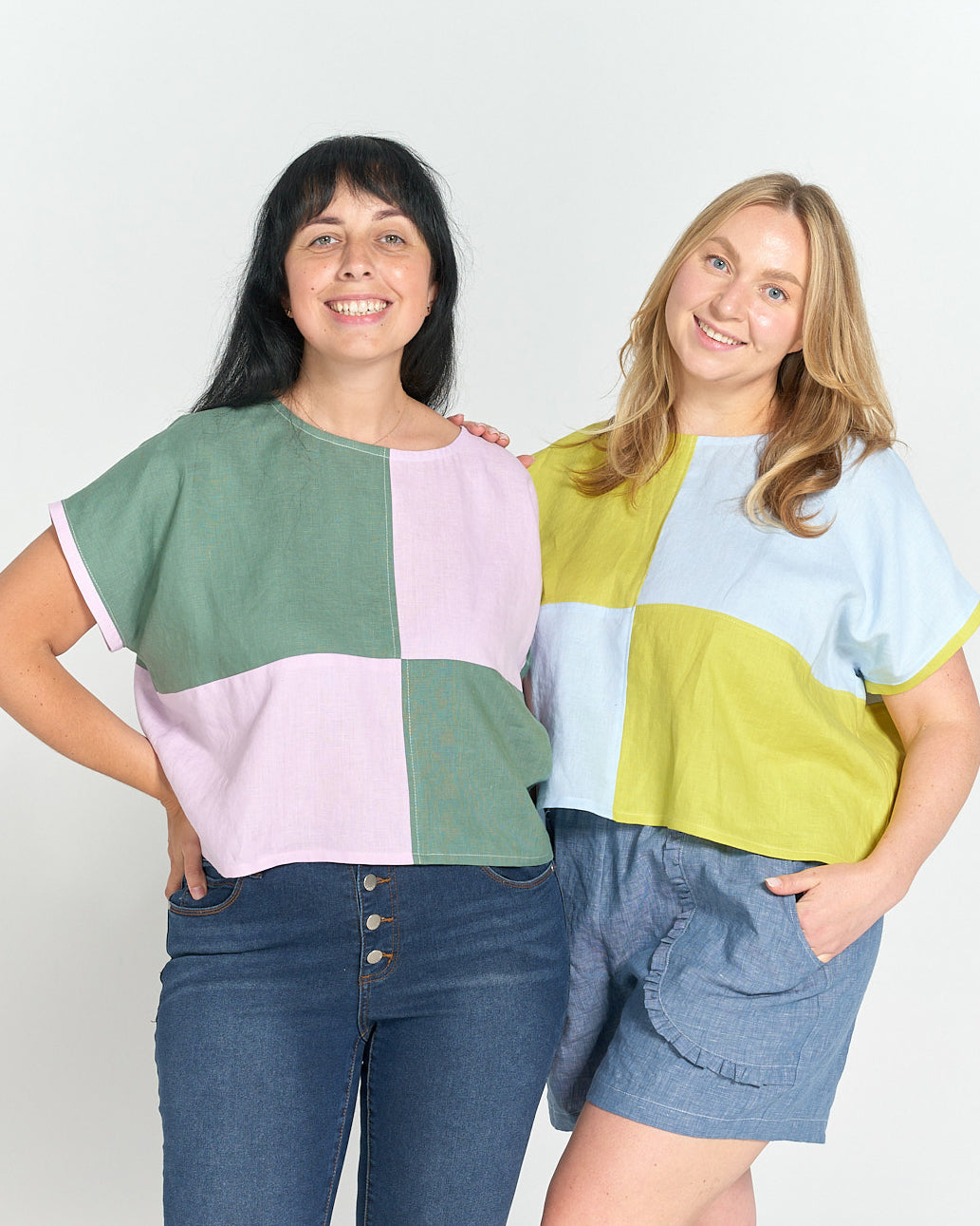 Préparation du weekend couture "Summer Set" 10 models in fun colorblock box tops