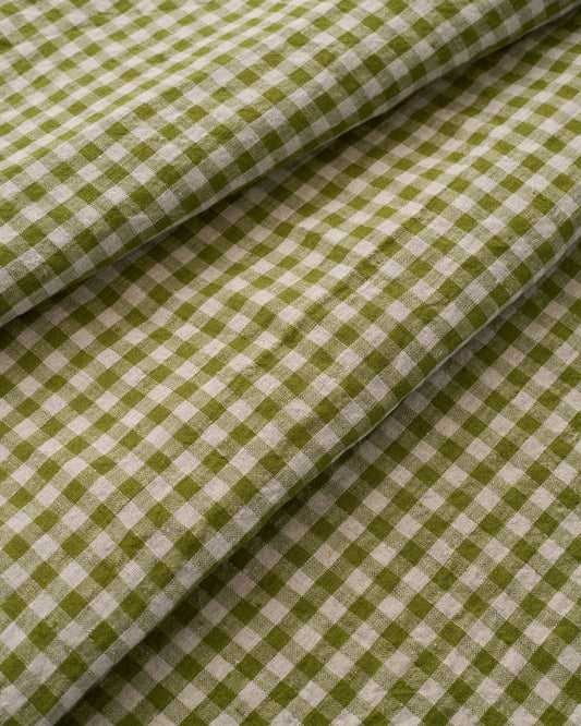Moss Small Gingham Stonewashed Linen