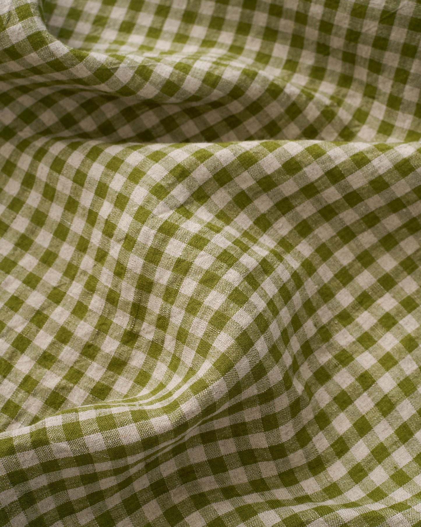 Moss Small Gingham Stonewashed Linen