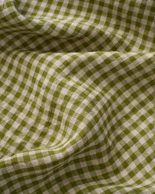 Moss Small Gingham Stonewashed Linen
