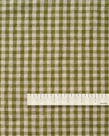 Moss Small Gingham Stonewashed Linen