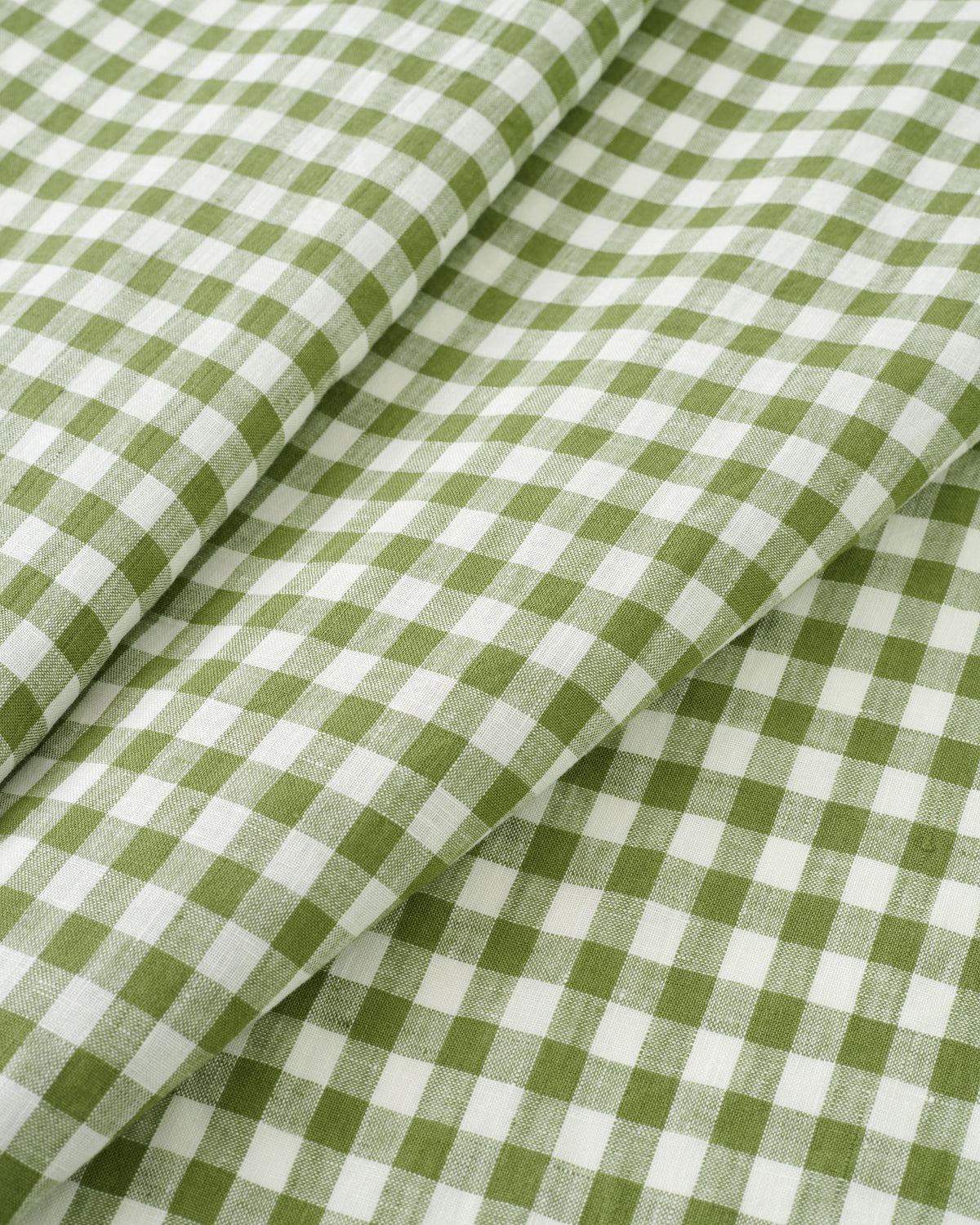Mossy Green Gingham Washed Linen