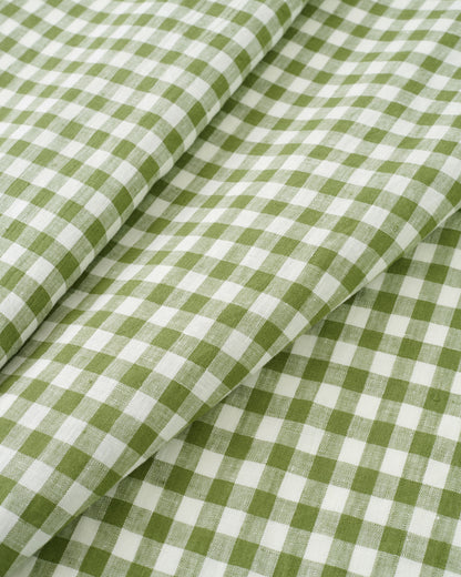 Mossy Green Gingham Washed Linen