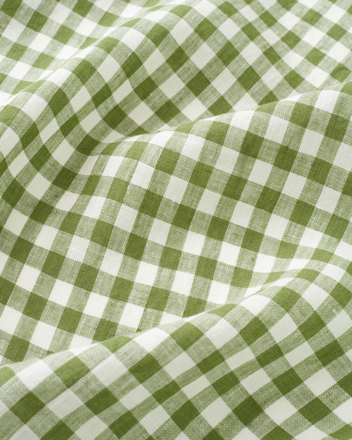 Mossy Green Gingham Washed Linen
