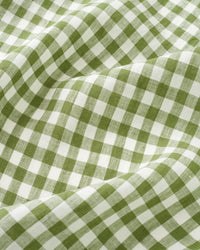 Mossy Green Gingham Washed Linen
