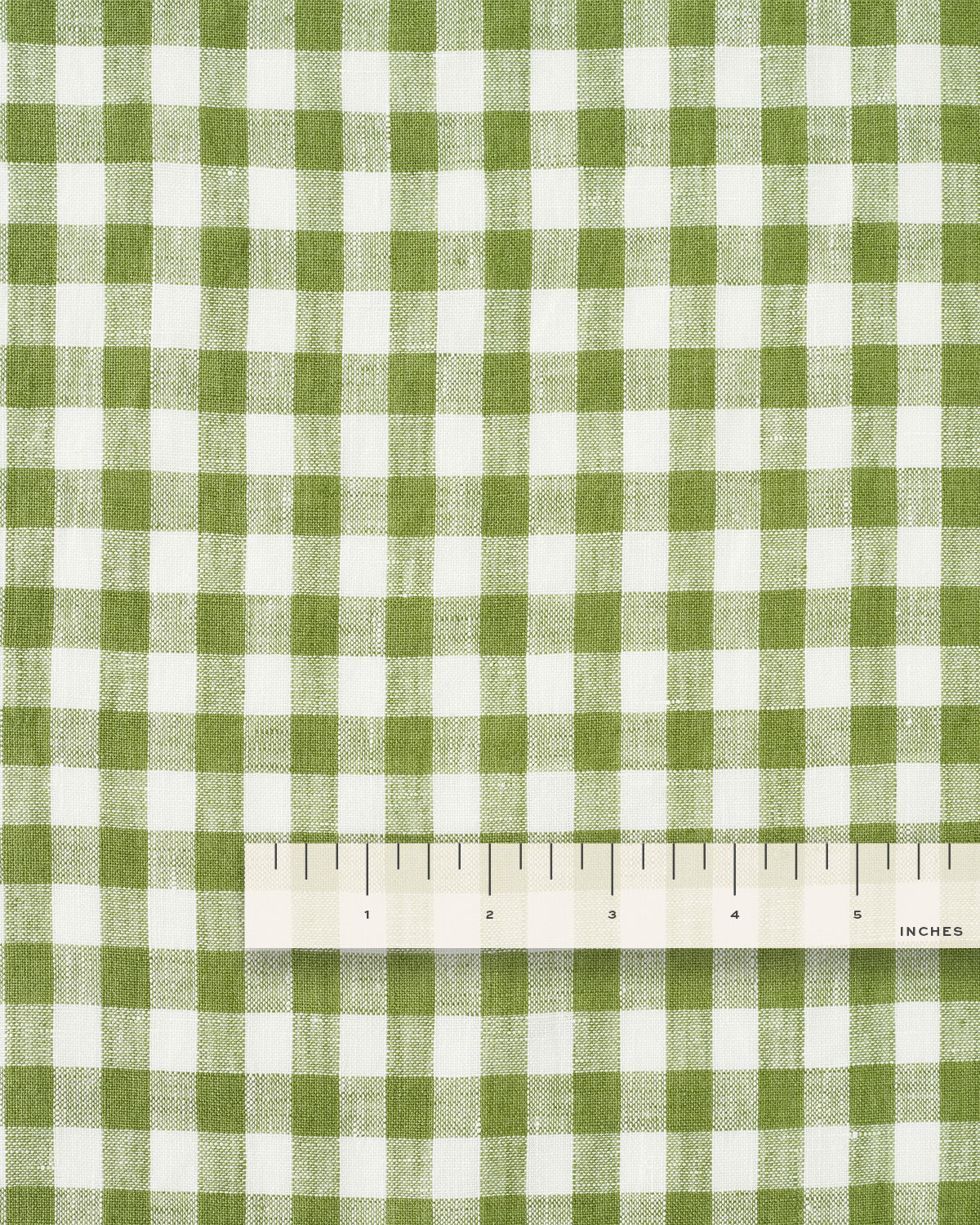 Mossy Green Gingham Washed Linen