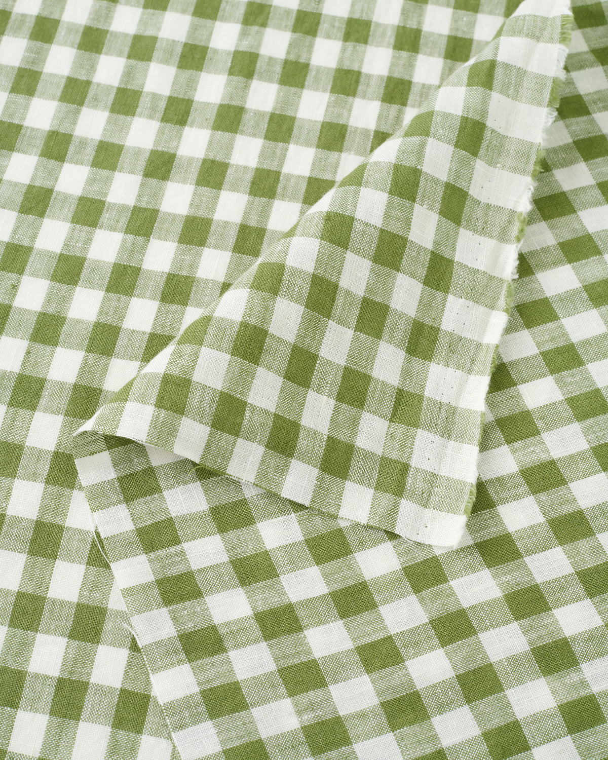 Mossy Green Gingham Washed Linen
