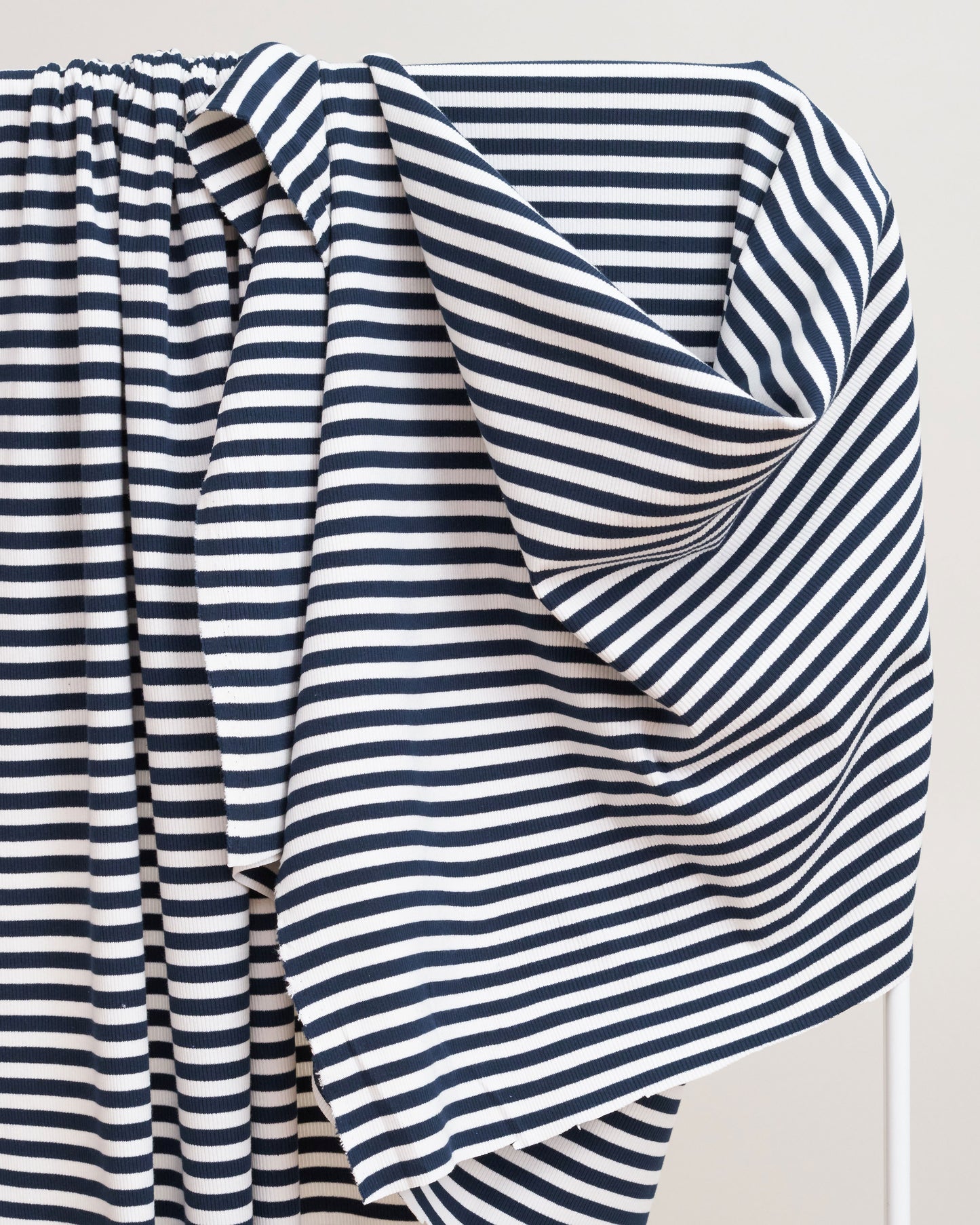 Navy and White Wide Stripe Rib Knit