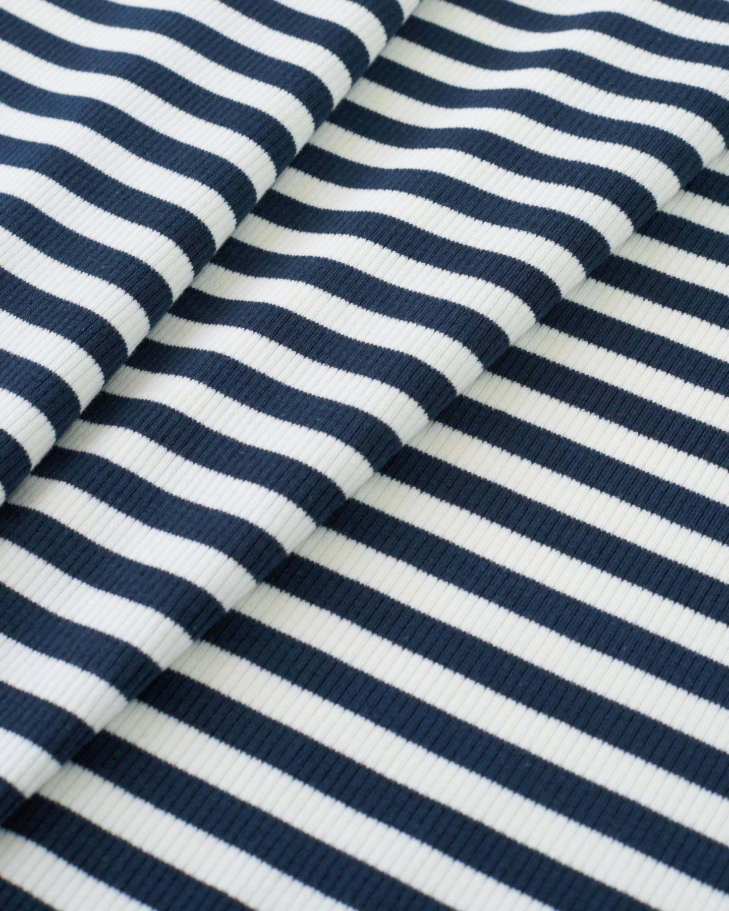 Navy and White Wide Stripe Rib Knit