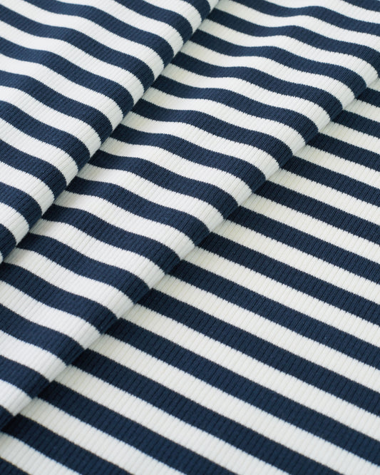 Navy and White Wide Stripe Rib Knit