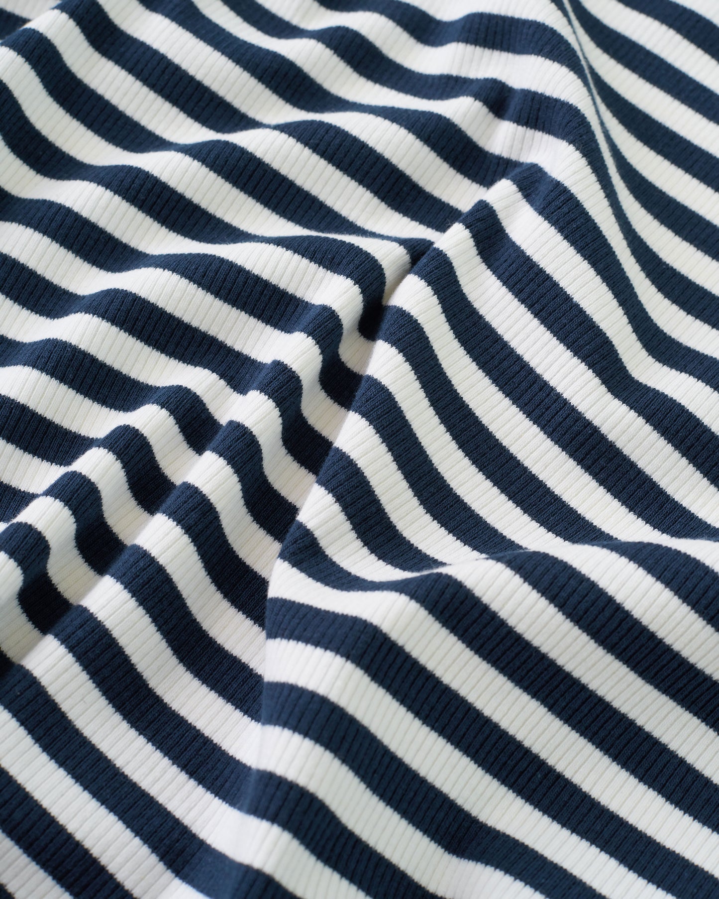 Navy and White Wide Stripe Rib Knit