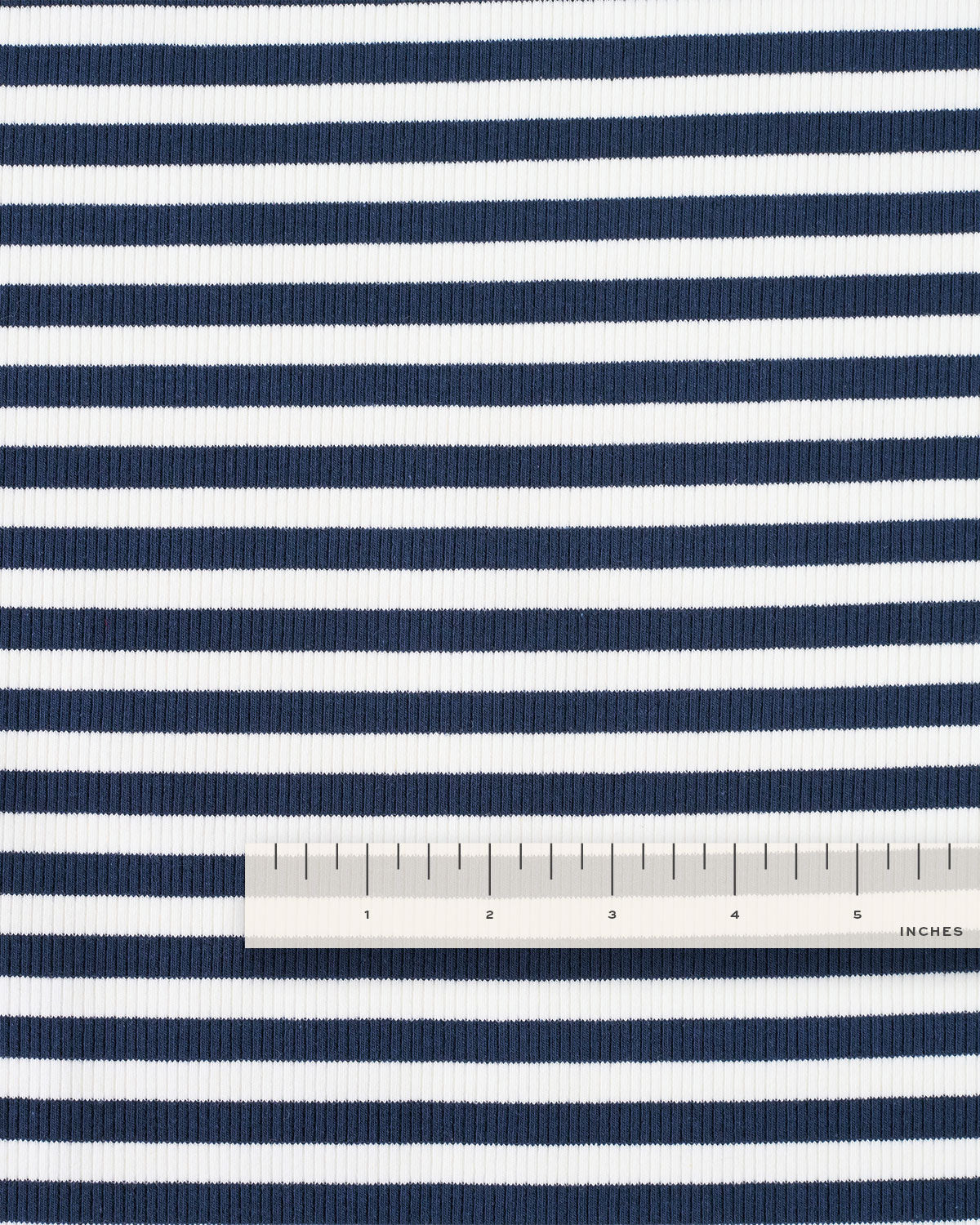 Navy and White Wide Stripe Rib Knit