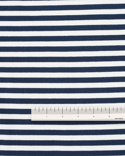 Navy and White Wide Stripe Rib Knit